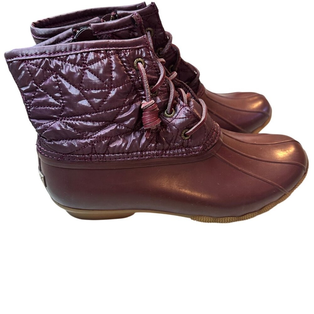 Sperry Womens Saltwater Purple Waterproof Rubber Rain Boots Size 9.5 Quilted Upp